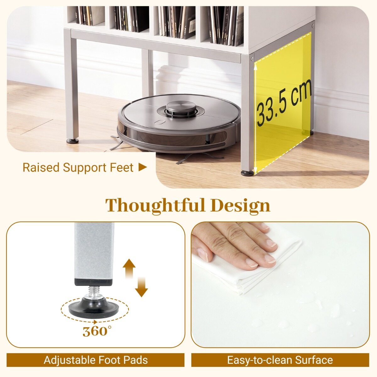 Costway Turntable Stand with Vinyl Storage Shelves and Raised Metal Legs-White Costway Turntable Stand with Vinyl Storage Shelves and Raised Metal Legs-White