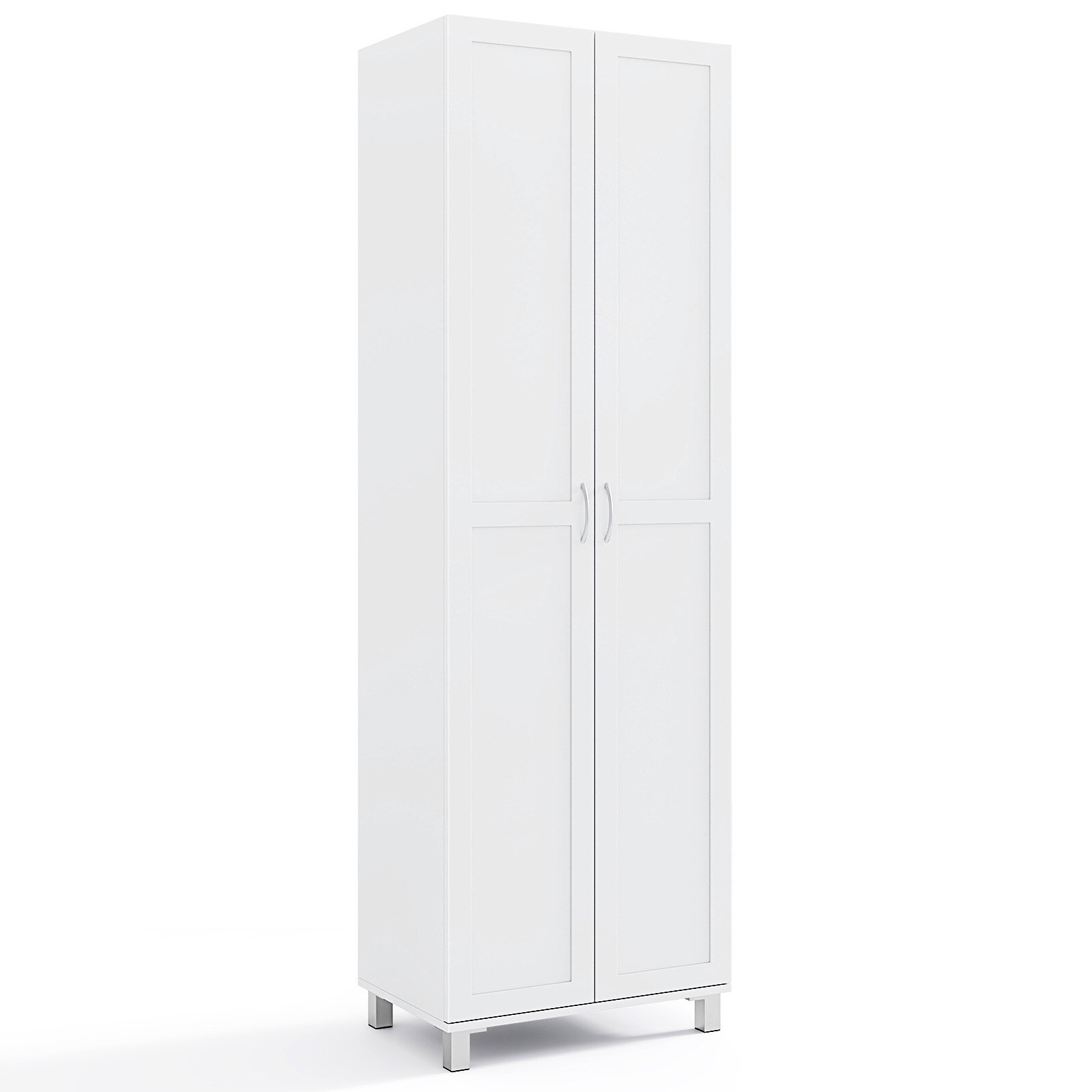 Costway Double Door Tall Storage Cabinet with Adjustable Shelf and Anti-tilt Design-White