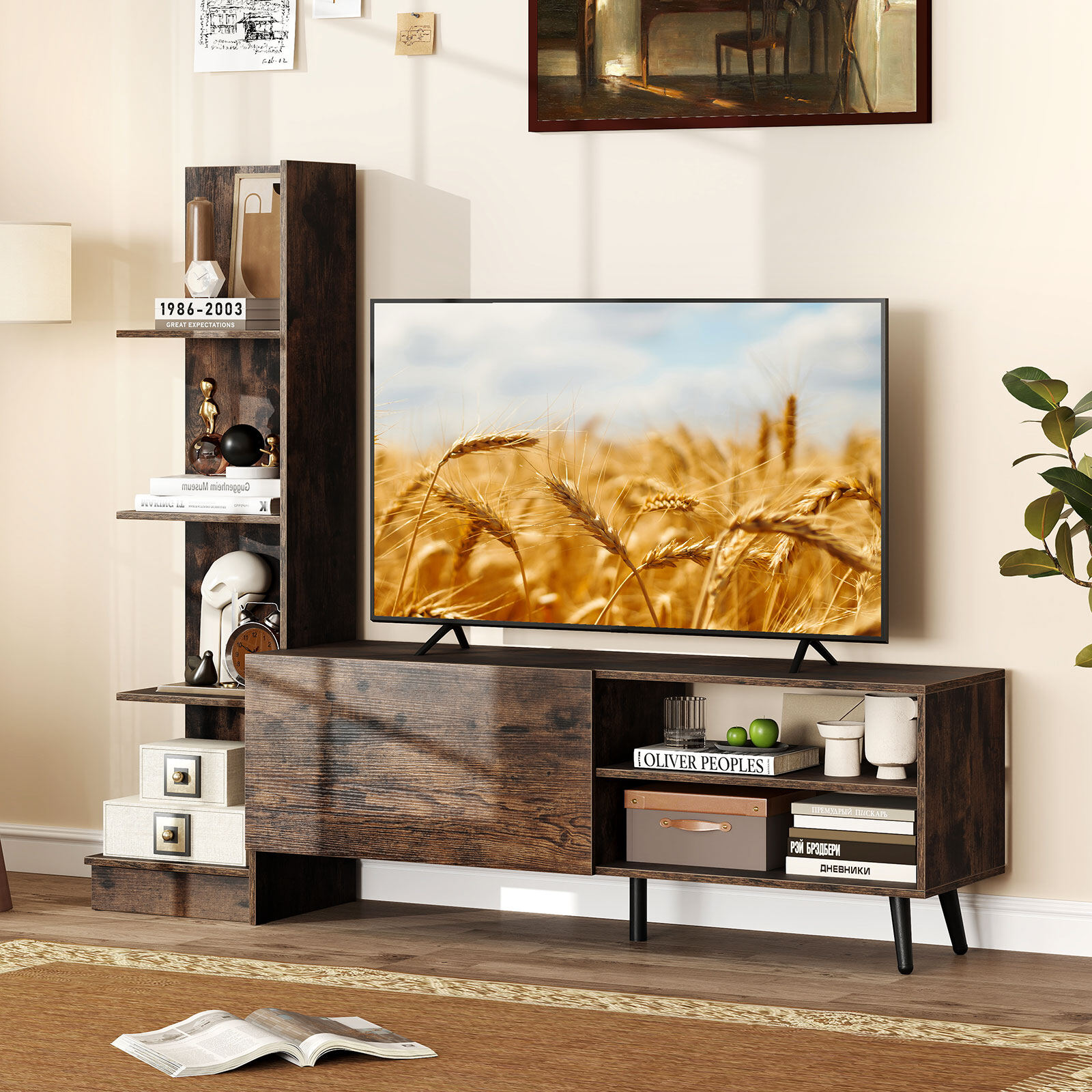 TV Stand for TVs up to 50 Inches with Adjustable Shelf for Living Room Bedroom-Rustic Brown TV Stand for TVs up to 50 Inches with Adjustable Shelf for Living Room Bedroom-Rustic Brown