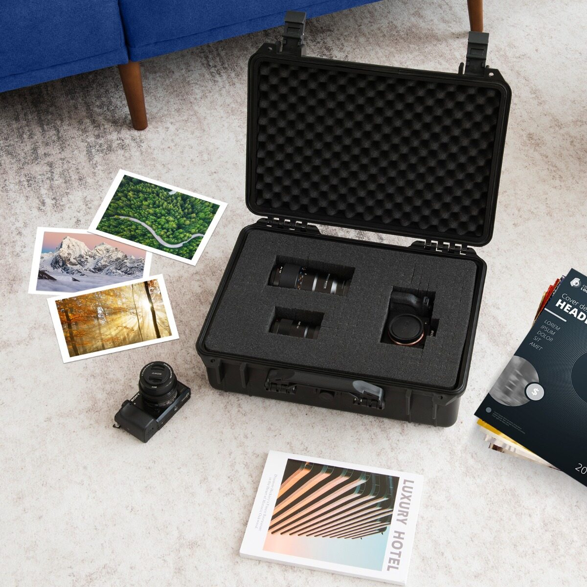Portable Waterproof Hard-Shell Dry Box with Customizable Foam Insert
