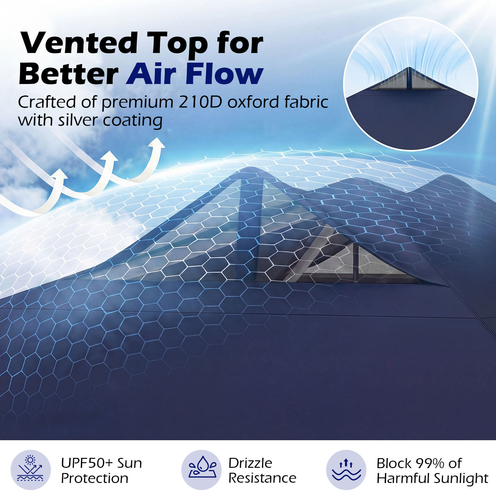 3 x 3 m hüpikpaviljon 4 liivakoti, vaiade ja köitega, kokkupandav paviljon, aiapaviljon, sinine