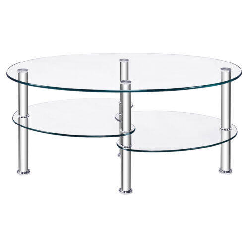 3 Tier Glass Table with Modern Oval Design Three Tier Transparent Shelf 3 Tier Glass Table with Modern Oval Design Three Tier Transparent Shelf
