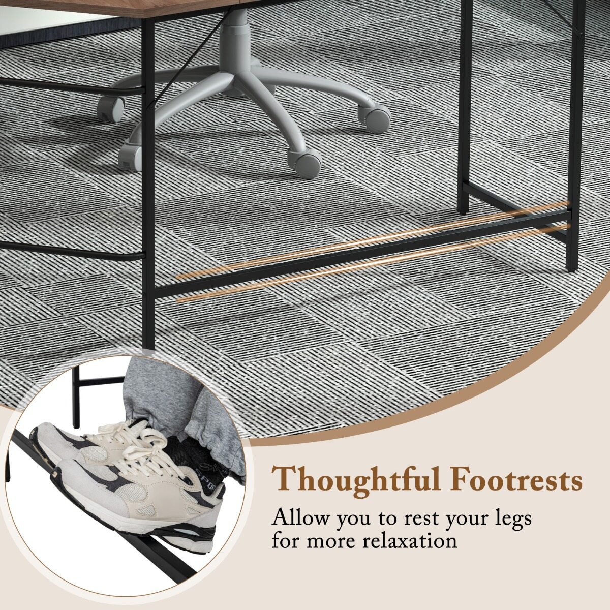 L-kujuline kirjutuslaud kahekorruselise riiuliga kodule - maalähedane pruun