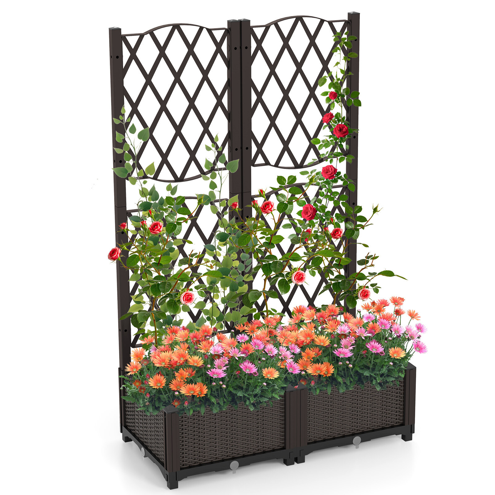 Lillekast võrega Ronitaimede lillepeenar võrega 80 x 40 x 122 cm Pruun