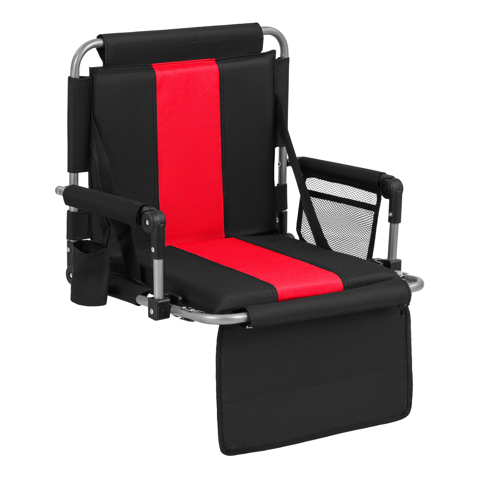 Costway Stadium seat with backrest, foldable grandstand chair with storage bag and drink holder, red Costway Stadium seat with backrest, foldable grandstand chair with storage bag and drink holder, red