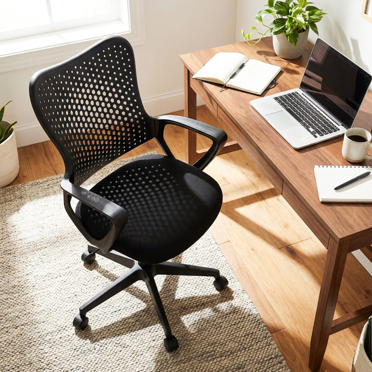Vista laterale - Sedia da ufficio ergonomica nero