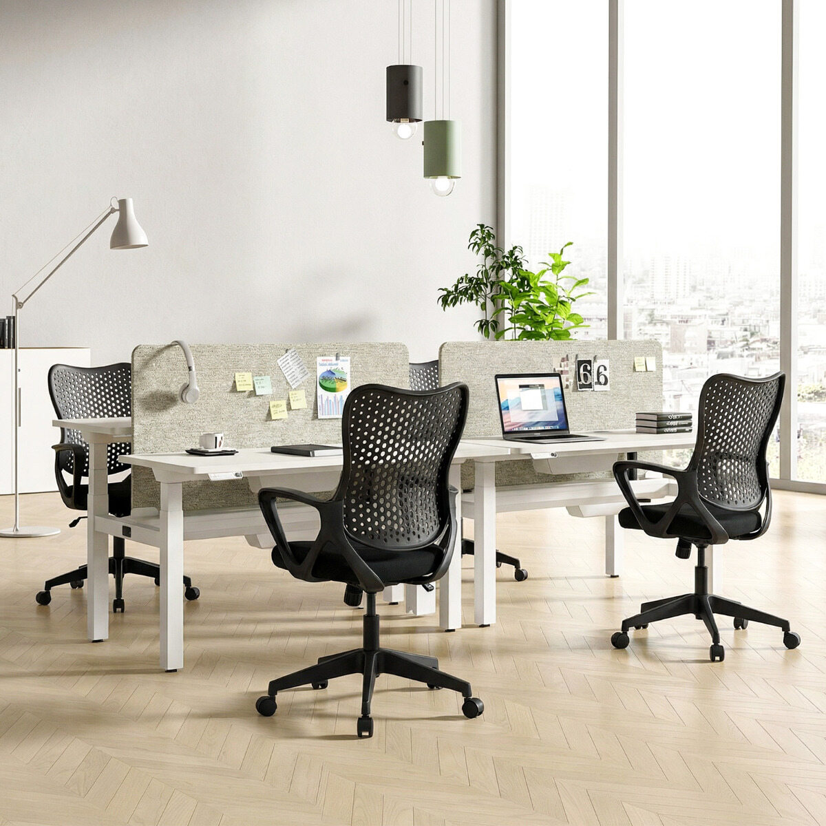 Ergonoomiline kontoritool käetugedega, polsterdatud Cushio liblikakujulise seljatoega - must