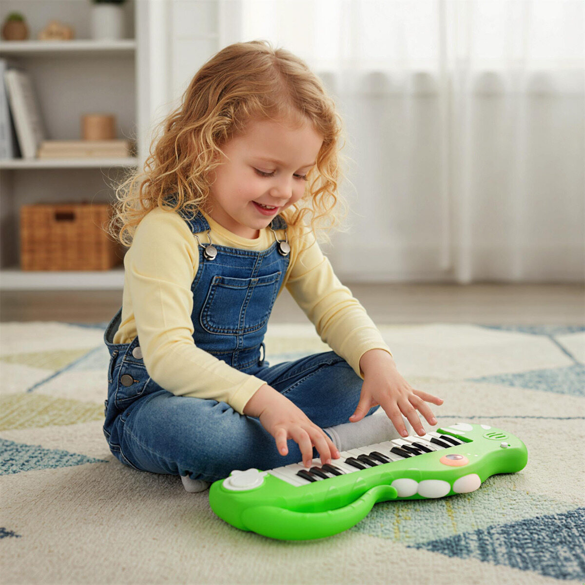 25-Key Children's Digital Piano with Built-in Music & Light Electronic Piano Keyboard Green