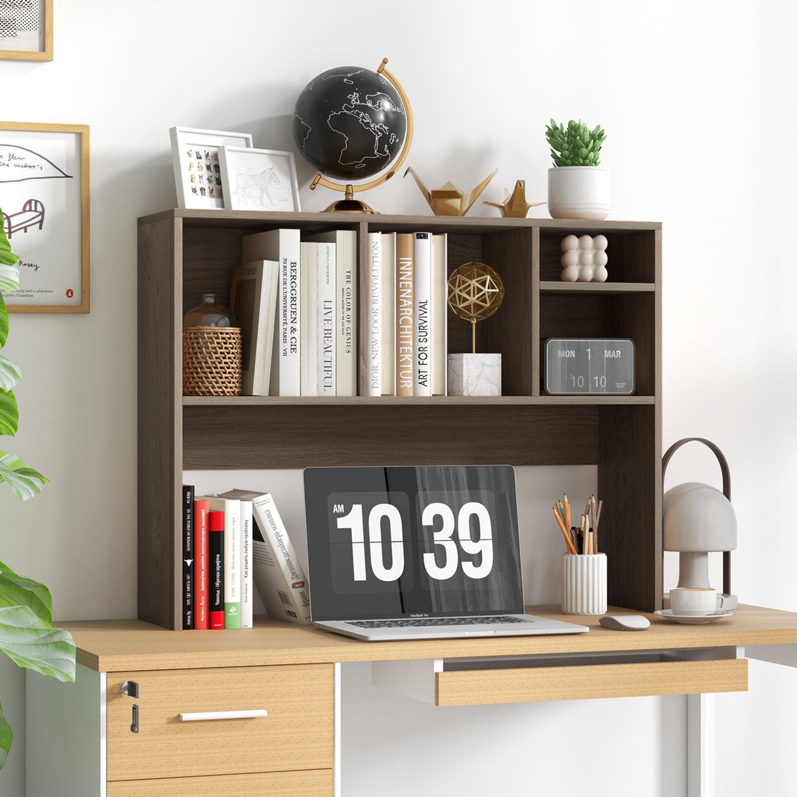 Lauariiul 4 sektsiooniga, lauariiul, lauapealne riiul, raamaturiiul, 94 x 25 x 73 cm, hall