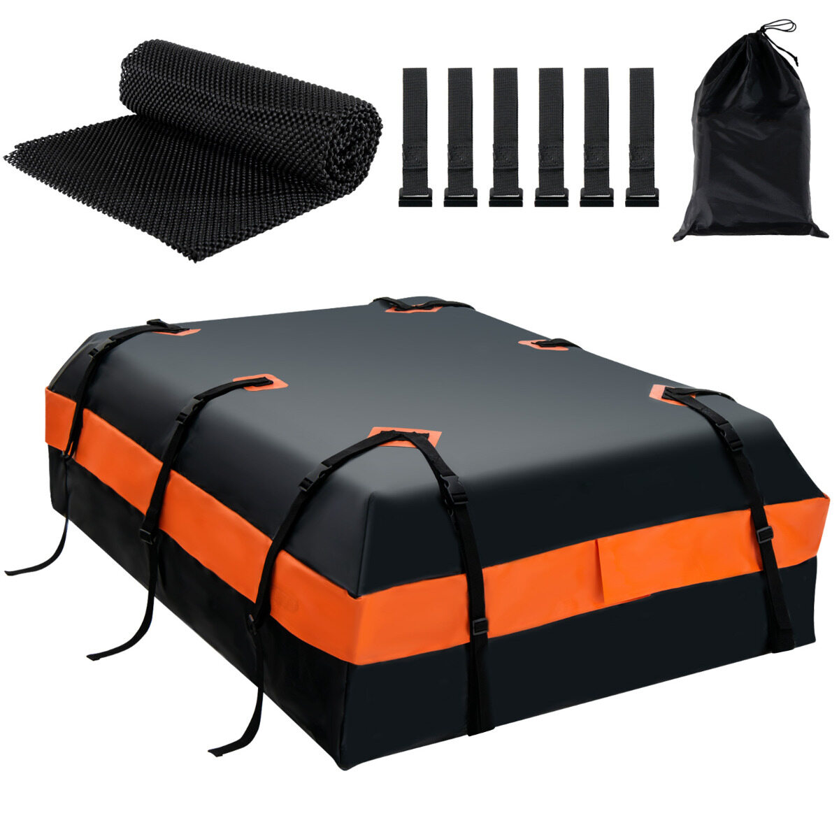 Veekindel katuseboks mahutavusega 600 l kõikidele sõidukitele 132x100x43cm must+oranž