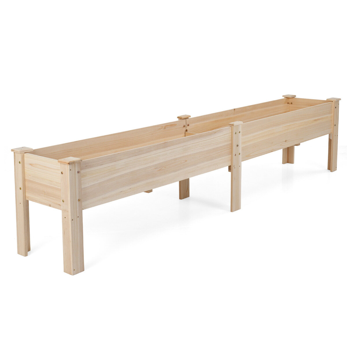 240 x 43,5 cm kuusepuidust kõrgpeenar jalgadega, kõrgendatud lillekast drenaažiaukudega - naturaalne