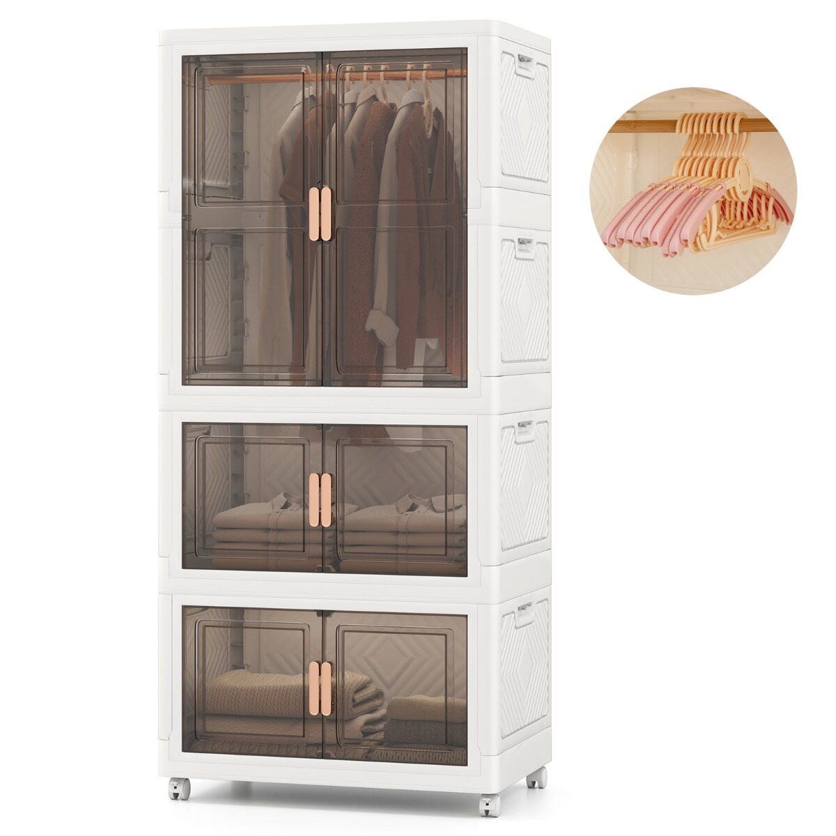 421L Storage Bins with Lid Portable Plastic Wardrobe Closet Organizer-White