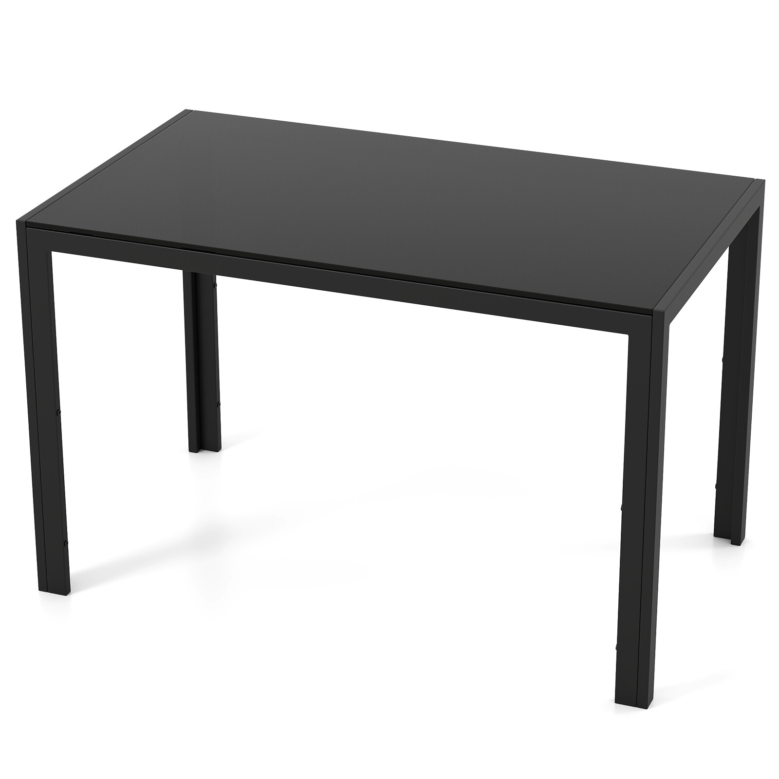 Moodne söögilaud 120 cm 4 inimesele ristkülikukujuline köögilaud klaasist pealispinnaga, vastupidav metallraam, must