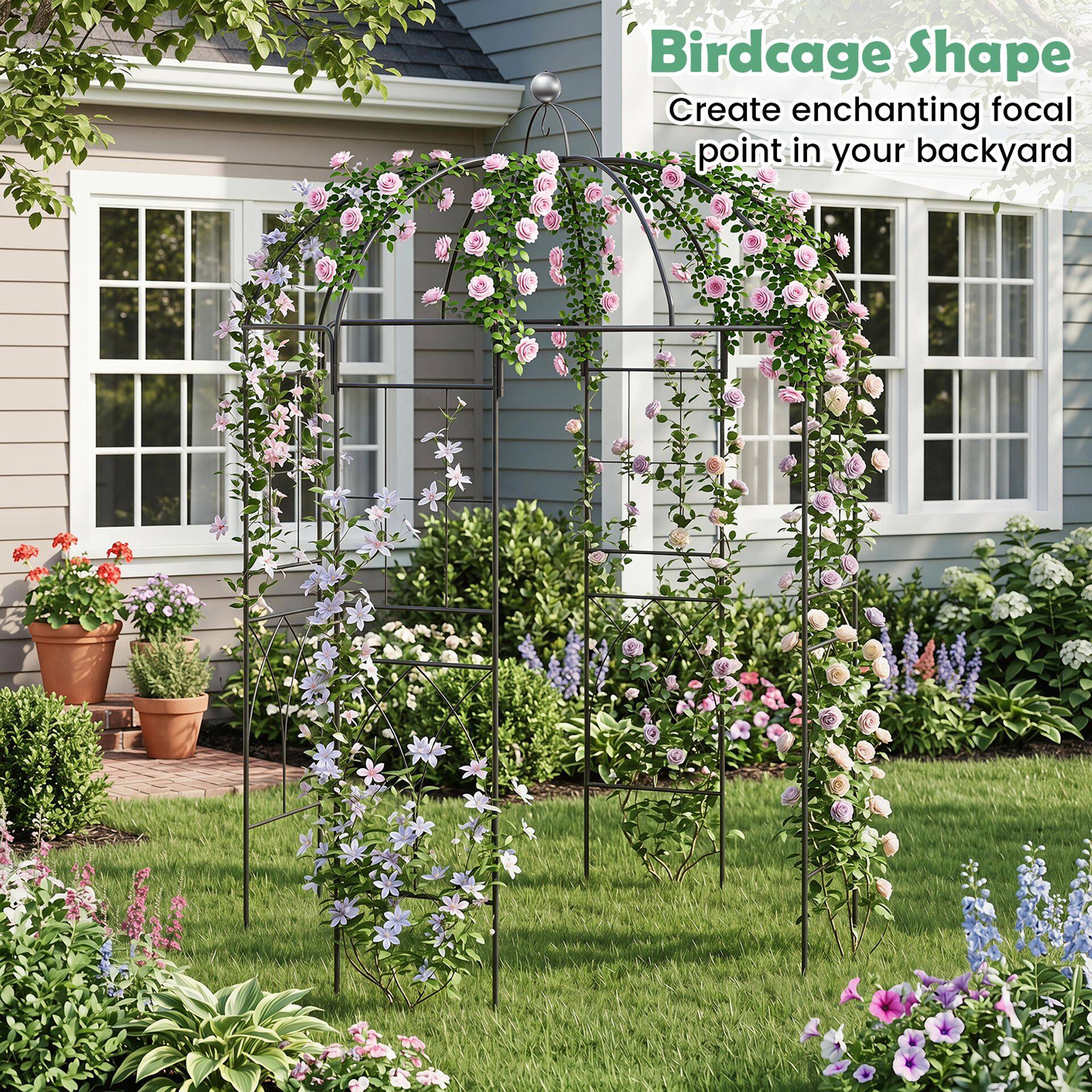 203 x 203 x 296 cm linnupuuri kujuline metallist varikatus-pergola