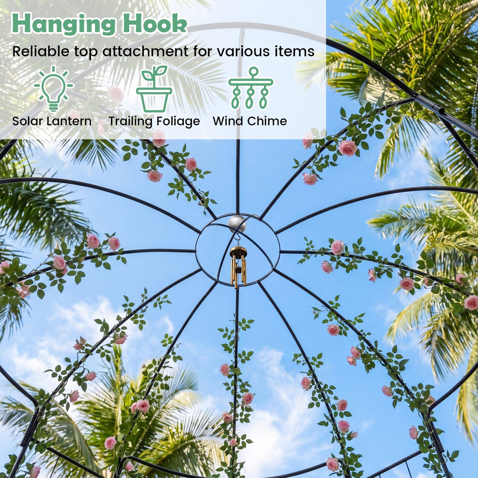 203 x 203 x 296 cm linnupuuri kujuline metallist varikatus-pergola