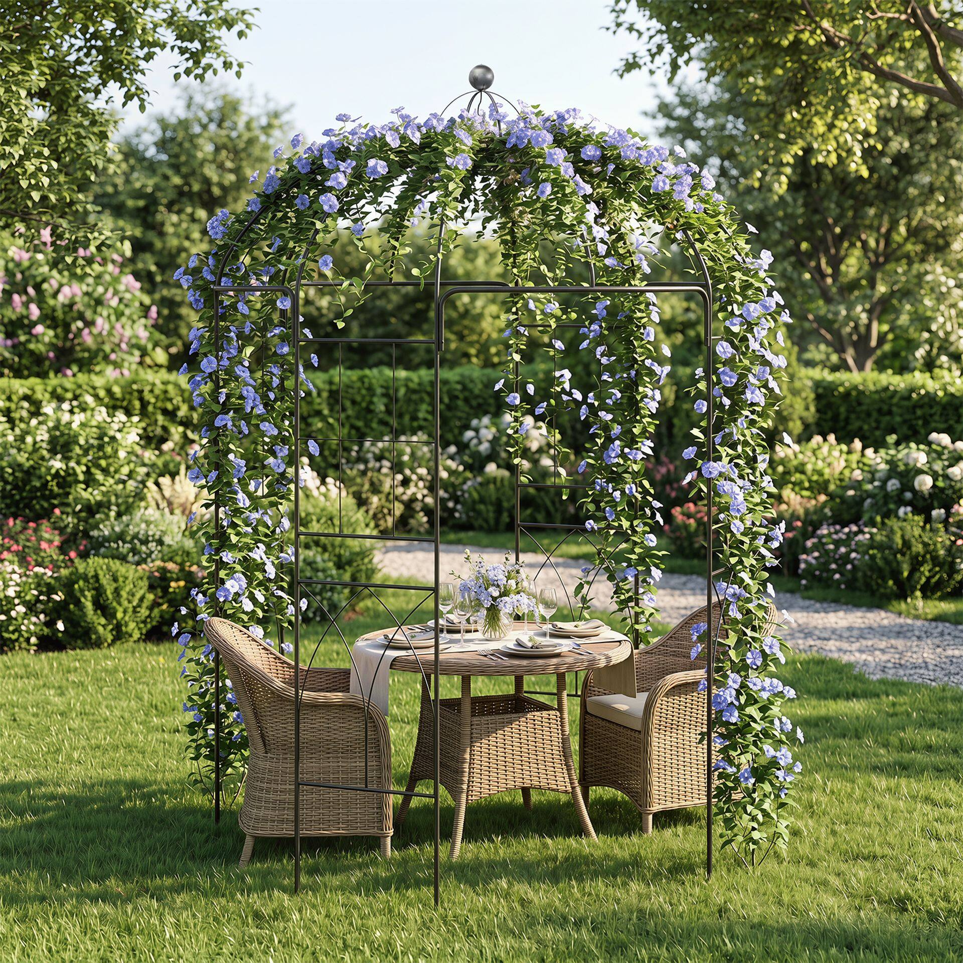 203 x 203 x 296 cm linnupuuri kujuline metallist varikatus-pergola
