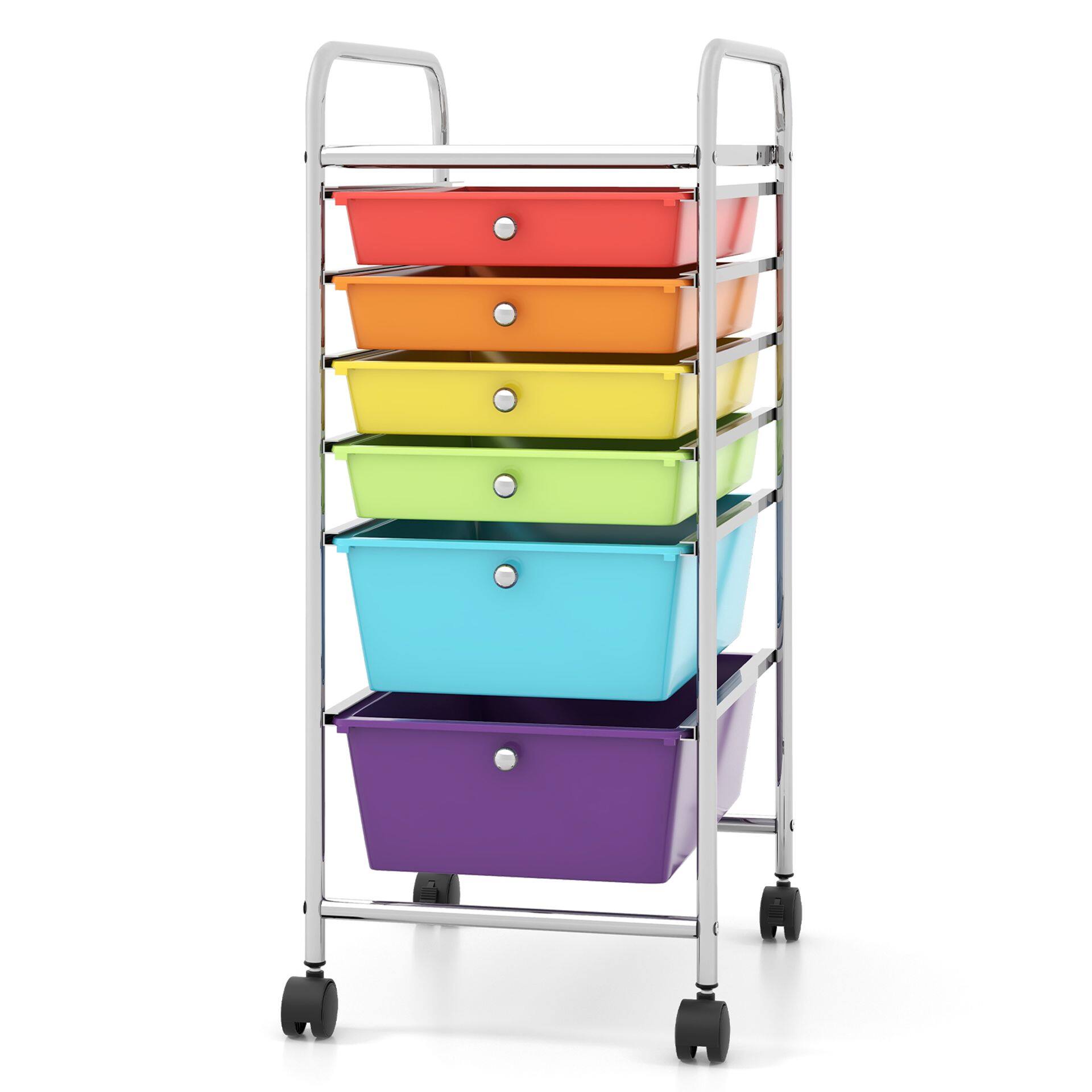 6 Drawers Rolling Storage Cart Organizer-Multicolor 6 Drawers Rolling Storage Cart Organizer-Multicolor