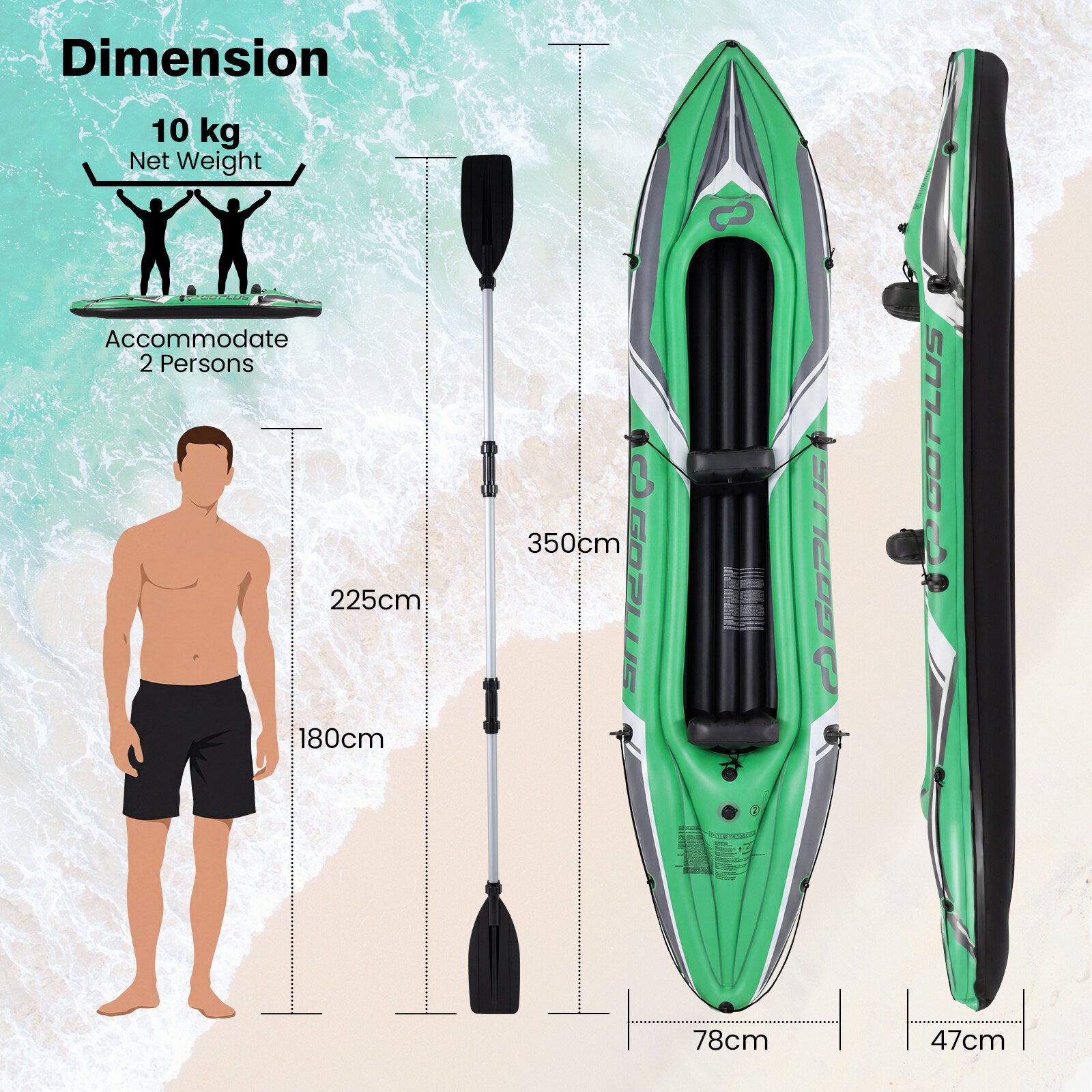 Immagine prodotto - Dettaglio kayak con accessori e pagaie