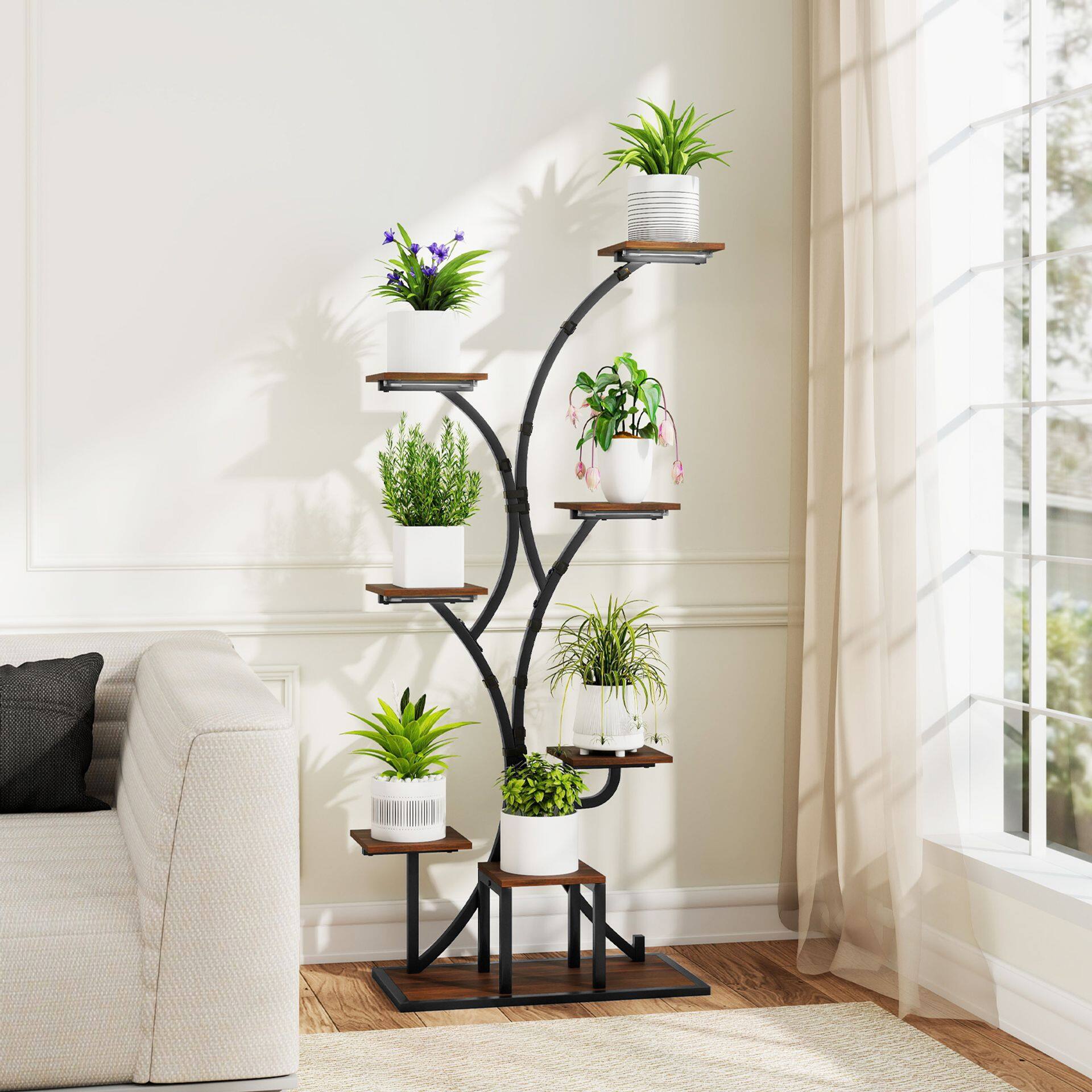 Indoor Plant Stand with Grow Lights 58″ Tall 8-Tier Corner Metal Plant Shelf-Set of 1 Indoor Plant Stand with Grow Lights 58″ Tall 8-Tier Corner Metal Plant Shelf-Set of 1