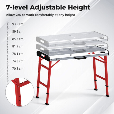107 cm x 53 cm keevituslaud reguleeritava kõrguse ja kahe klambriga - hõbedane