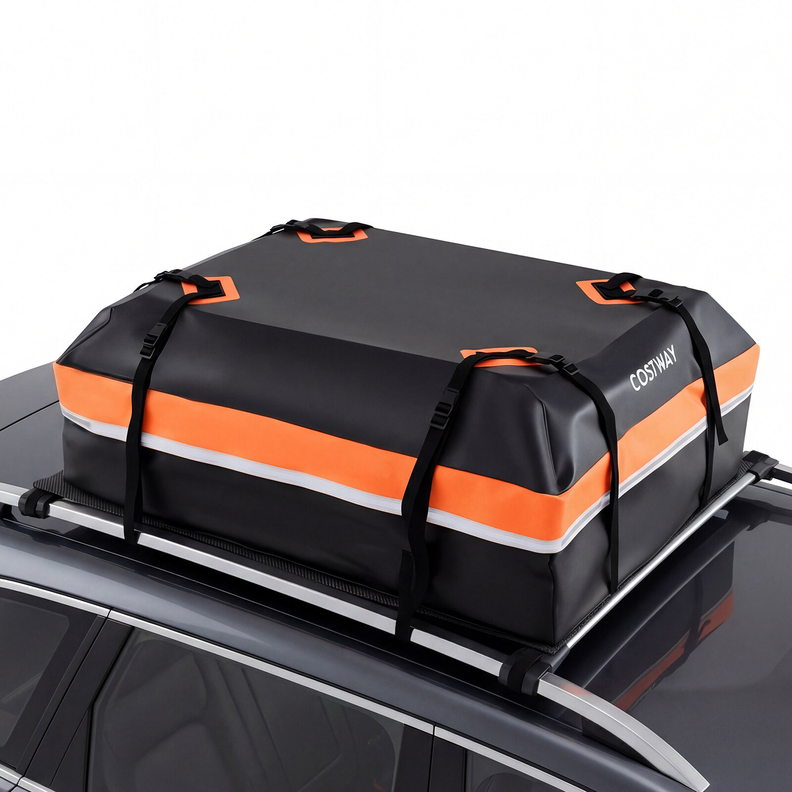 Auto katusele paigaldatav pakiraami veekindel vastupidav PVC katusekott - oranž - M
