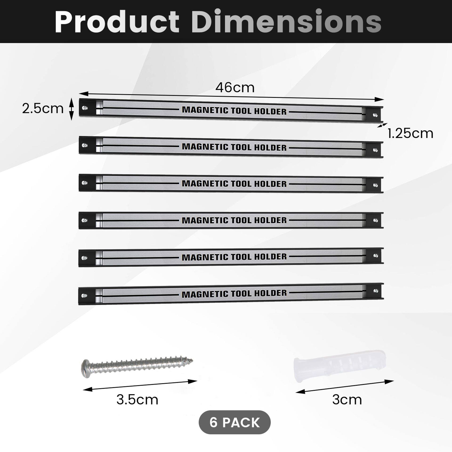 18 Inch Magnetic Tool Holder Strip with Mounting Screws-Silver 18 Inch Magnetic Tool Holder Strip with Mounting Screws-Silver