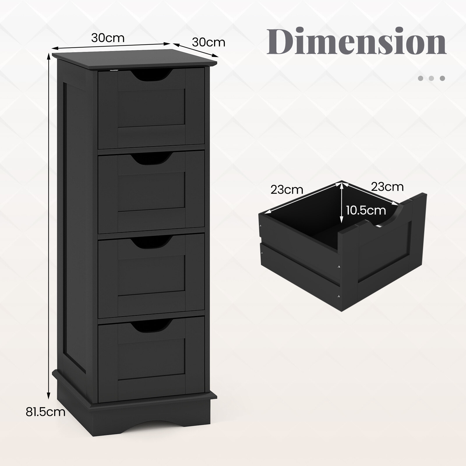 Bathroom Cabinet Set with 6-Door Tall Cabinet and 4-Drawer Cabinet-Black