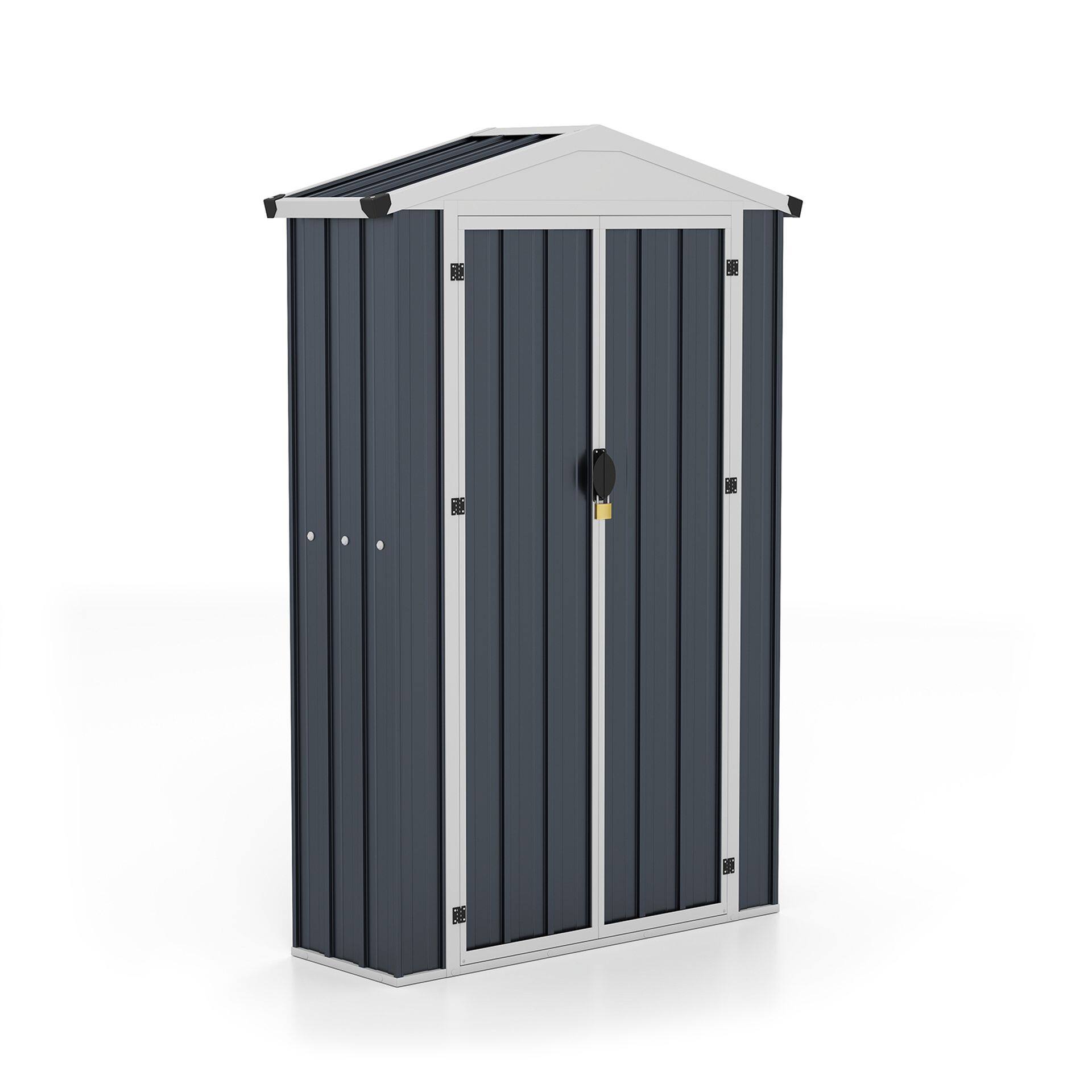 4 x 2 x 6 jala (1,2 x 0,6 m) välikaun kaldus katuse ja lukustatava uksega - hall