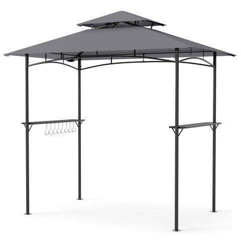 Grillivarikatus/katusealune topeltveekindla katusega, 2 metallriiulit, pulbervärvitud raam, 8 ülemist konksu, hall
