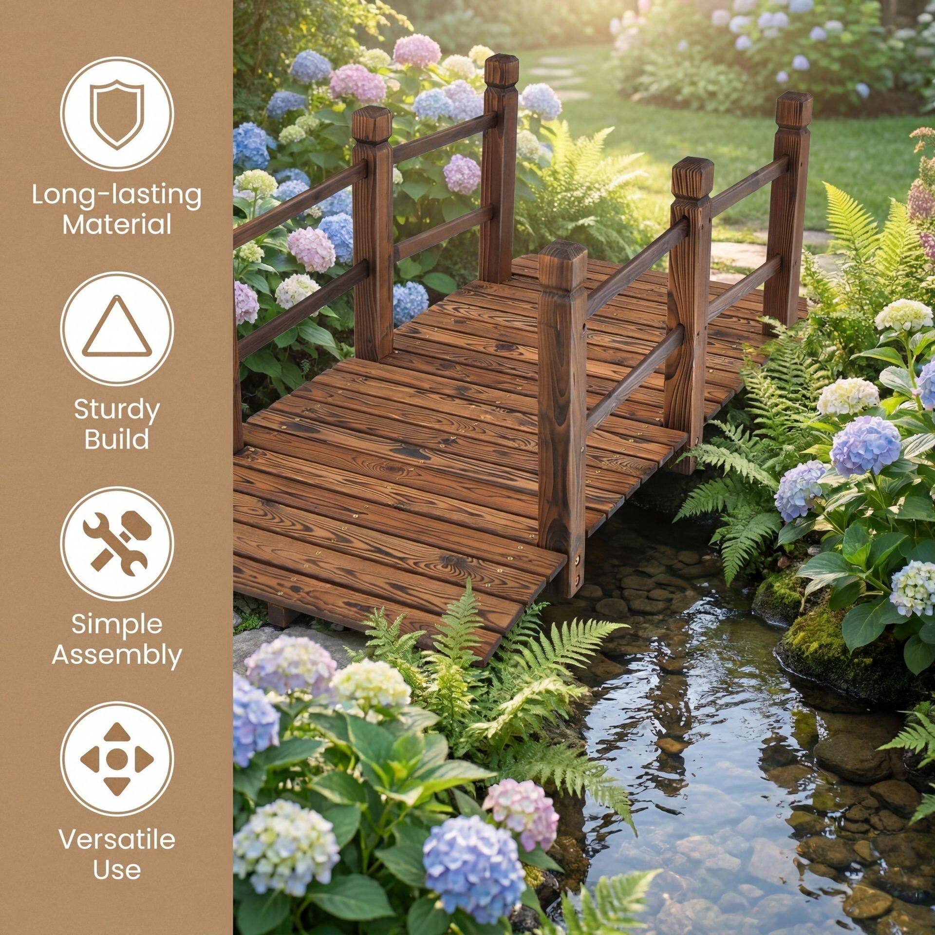 150 x 67 x 55 cm aiasild kandevõimega 180 kg Garden-Brown jaoks
