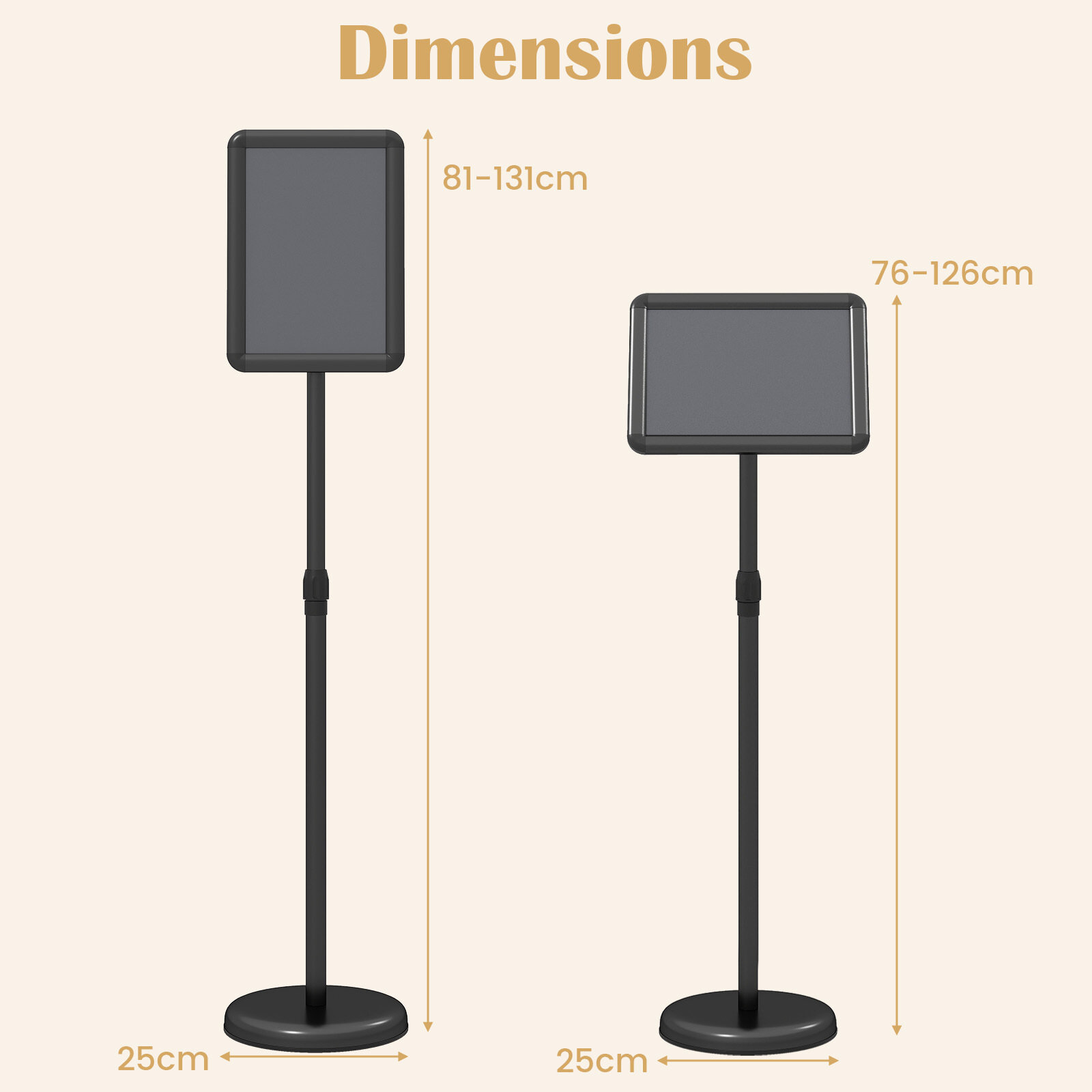 8.5 x 11Inch Sign Holder Stand with Snap-Open Frame and 360° Rotation-Black
