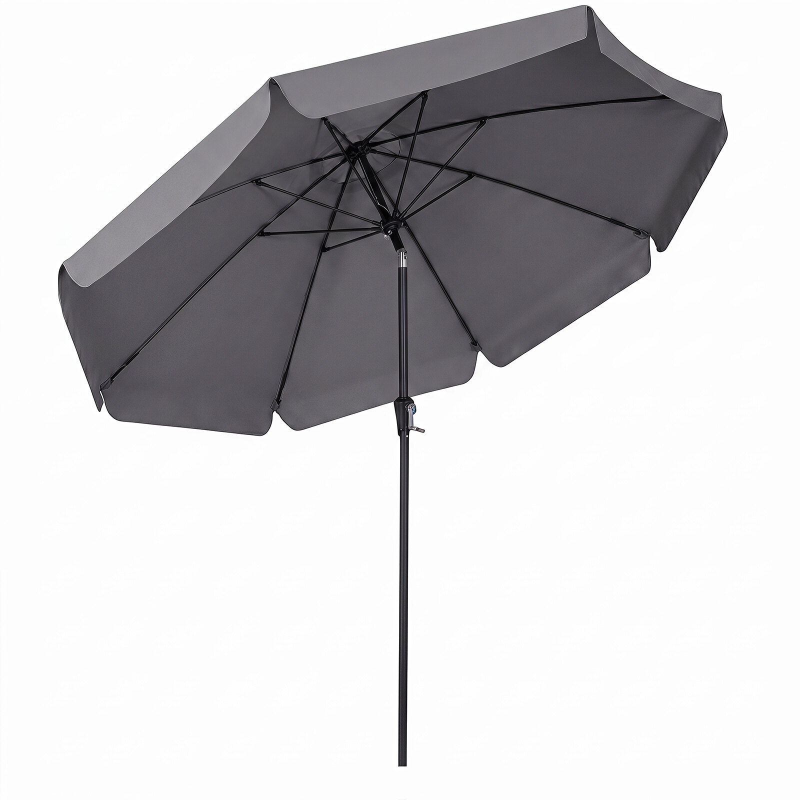 Päikesevari 286 cm aiavari vända ja 30° kallutatava päikesevarjuga, rõduvari, hall