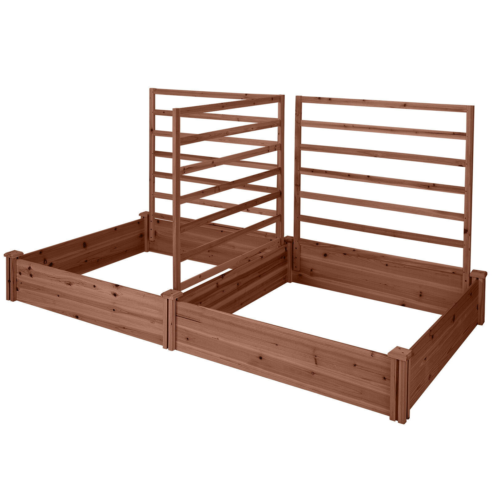 Nulupuidust kõrgpeenar 222 x 114 x 110 cm, 3 võrega, avatud alusega, ronitaimedega, puuviljade, lillede, köögiviljadega, kohviga