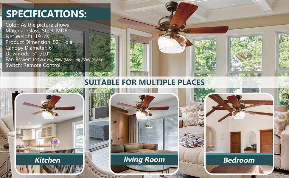 Vintage Ceiling Fan with Light