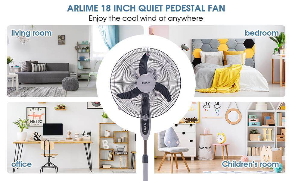 18 Inch Quiet Pedestal Fan with 3 speeds