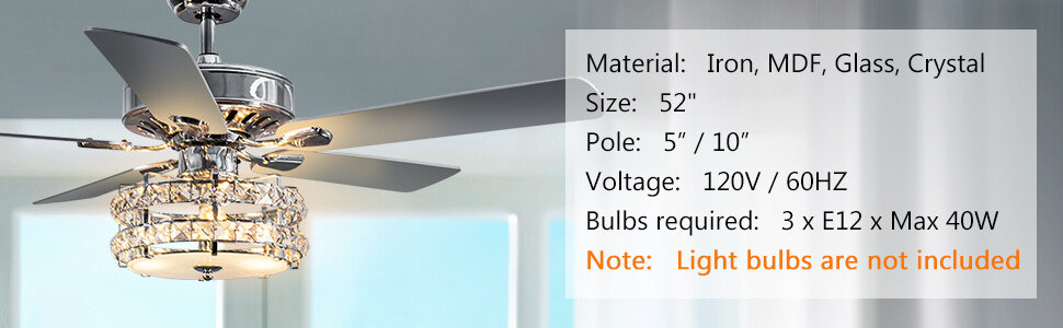 Ceiling Fan with Crystal Light