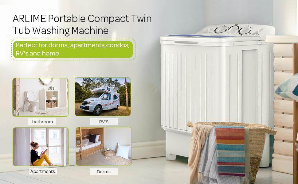 ARLIME Portable Mini Twin Tub Washing Machine Spin Cycle