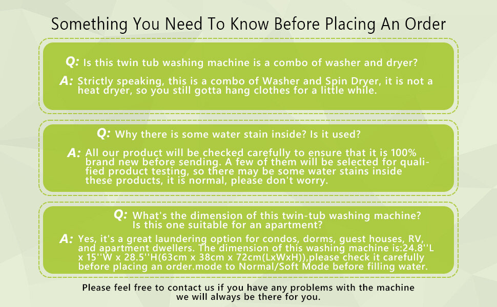 placing a washing machine order