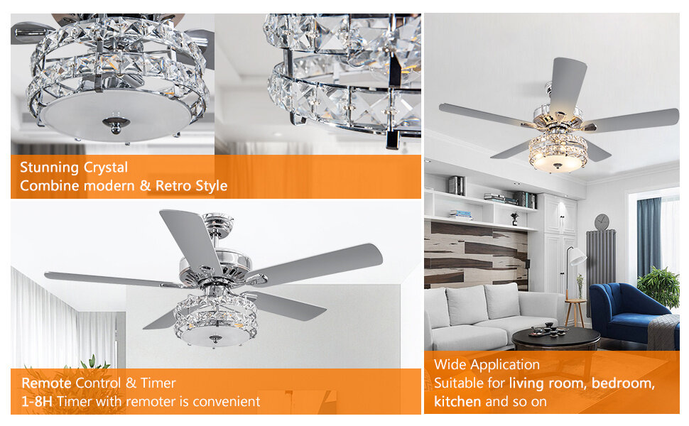 Ceiling Fan with Crystal Light