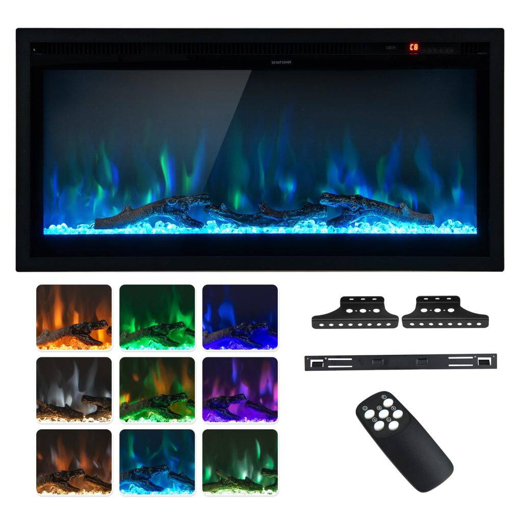 ARLIME Electric Fireplace 36-Inch Wide, 9 Flame Color, 5-Level Brightness, 8H Timer, Thermostat