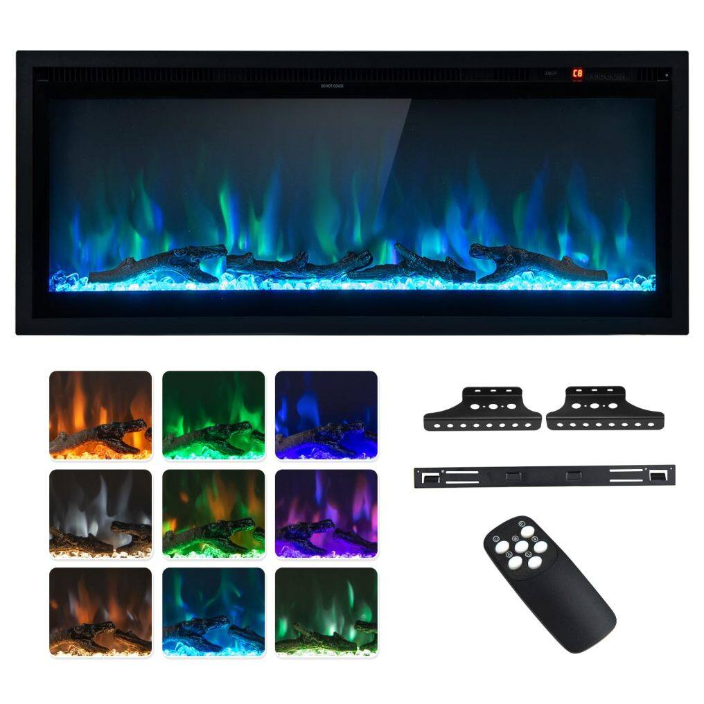 ARLIME Electric Fireplace 42-Inch Wide, 9 Flame Color, 5-Level Brightness, 8H Timer, Thermostat