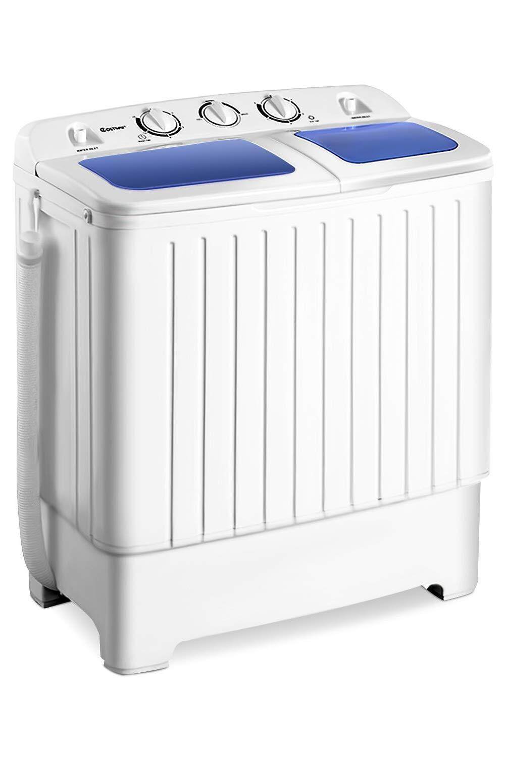 ARLIME Portable Mini Compact Twin Tub Washing Machine 20lbs Washer Spain Spinner Portable Washing Machine, Blue+ White