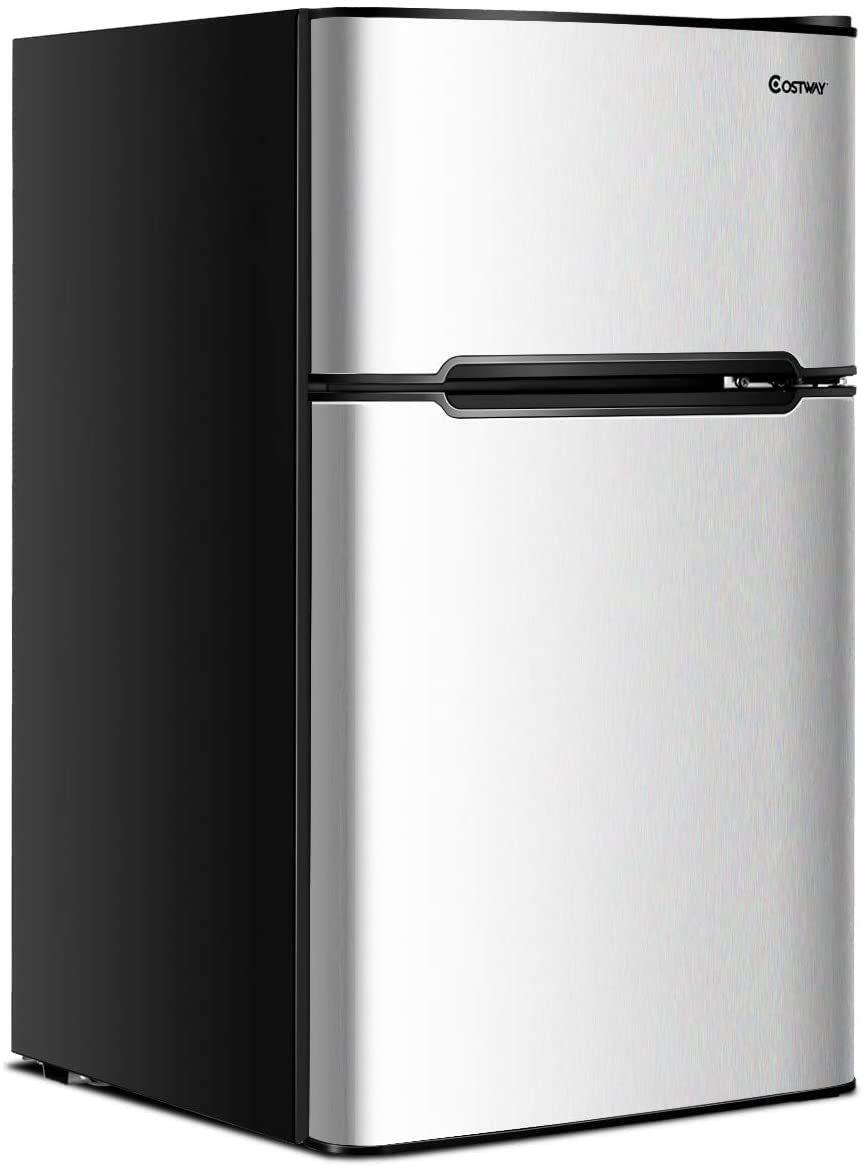 ARLIME Mini Fridge with Freezer, 3.2 Cu. Ft w/Double Reversible Door, Removable Glass Shelves, Adjustable Thermostat