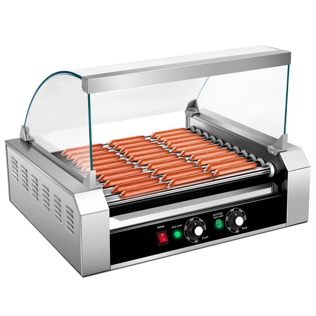 ARLIME Hot Dog Roller Machine, 11 Non-Stick Rollers 30 Sausage Grill Cooker with Removable Stainless Steel Drip Tray