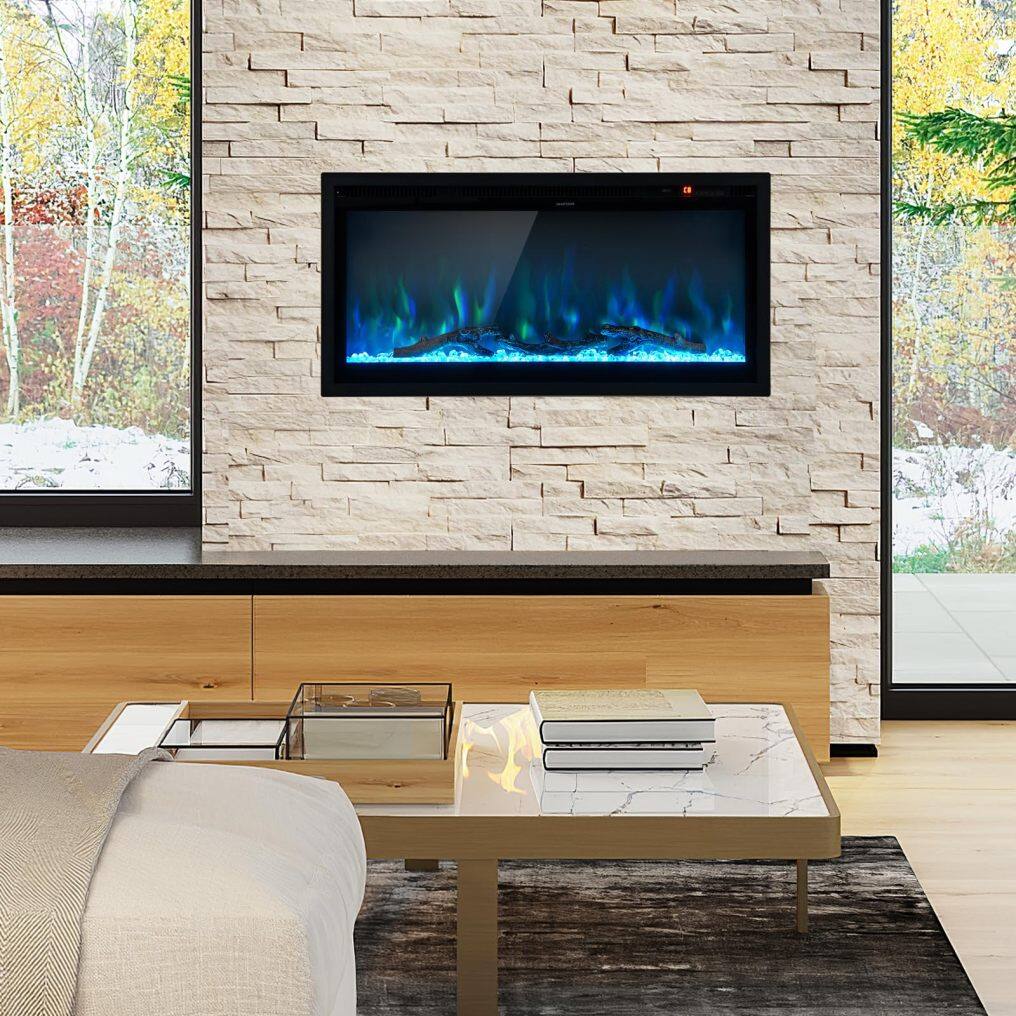 ARLIME Electric Fireplace 36-Inch Wide, 9 Flame Color, 5-Level Brightness, 8H Timer, Thermostat