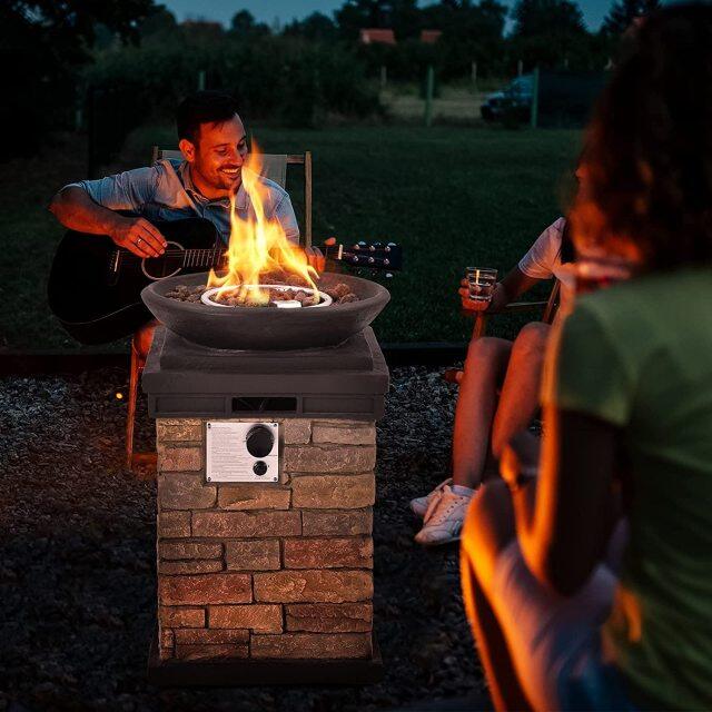 ARLIME Outdoor Propane Burning Fire Bowl, 40,000 BTU Outdoor Gas Fire Pit with Free Lava Rocks