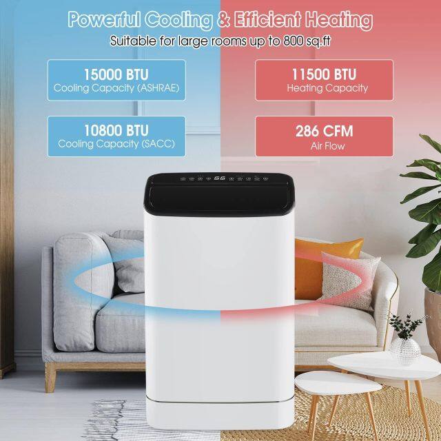 Smart Portable Air Conditioner & Heater Combo, 15000 BTUs Stand up AC Unit with Heat, Dehumidifier