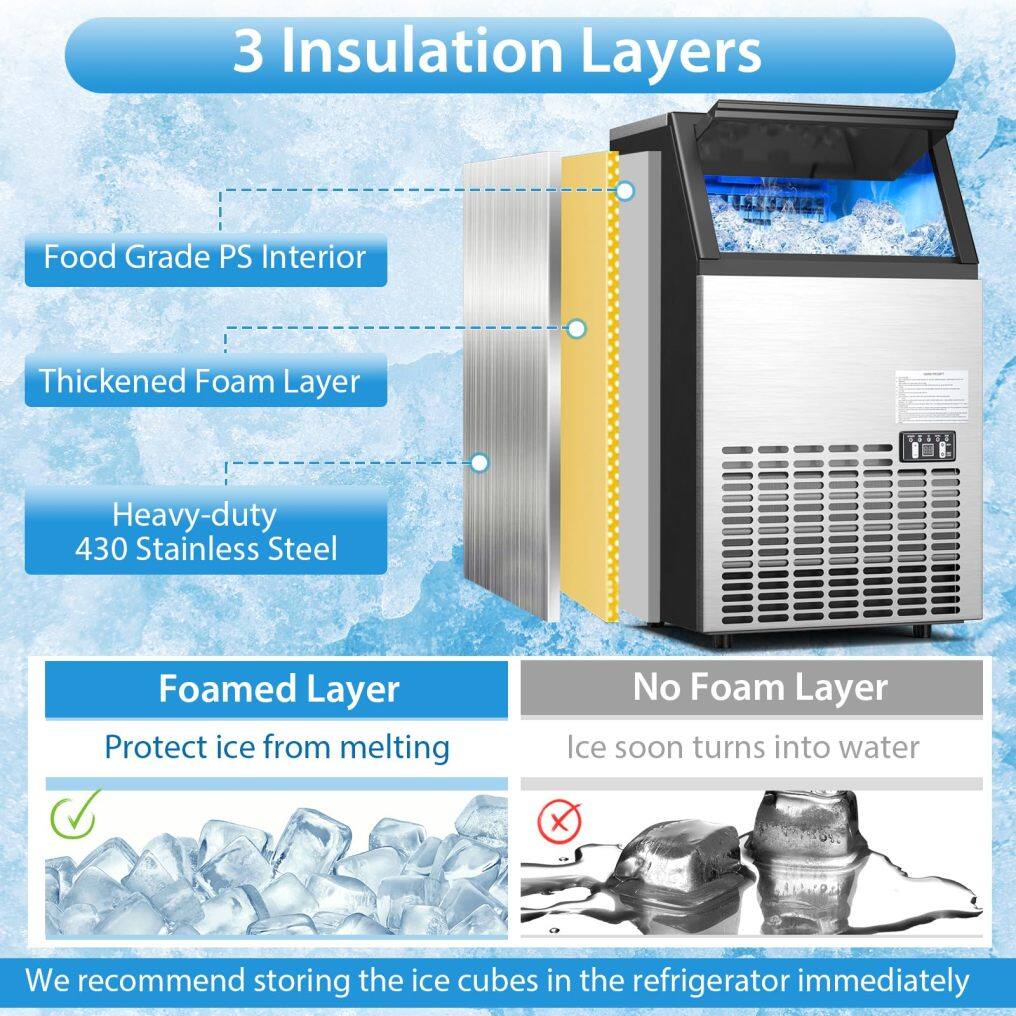 ARLIME Commercial Ice Maker Machine, 110LBS/24H Stainless Steel Under Counter/Freestanding Self Cleaning Ice Machine with 24H Timer