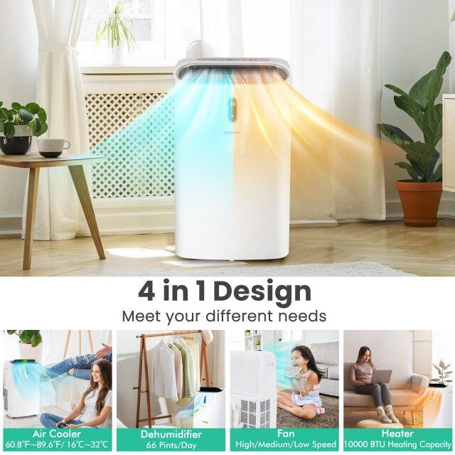 ARLIME Portable Air Conditioner, 14000 BTU 4 in 1 AC Unit with Cool, Fan, Heat & Dehumidifier
