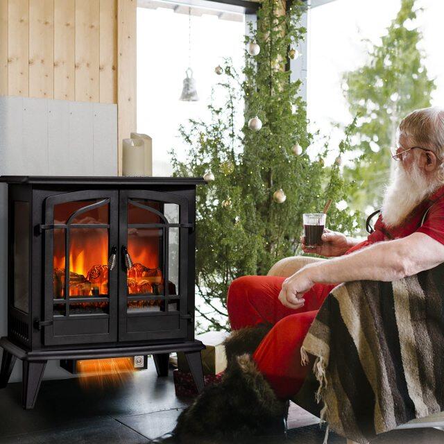 ARLIME 25 Inches Electric Fireplace Stove, 1400 W Freestanding Fireplace Heater, Indoor Electric Stove Heater